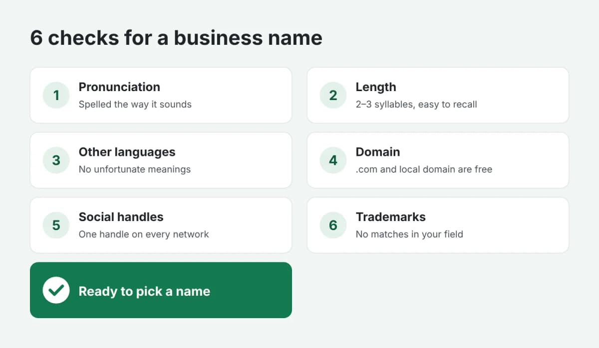 6 checks for a business name