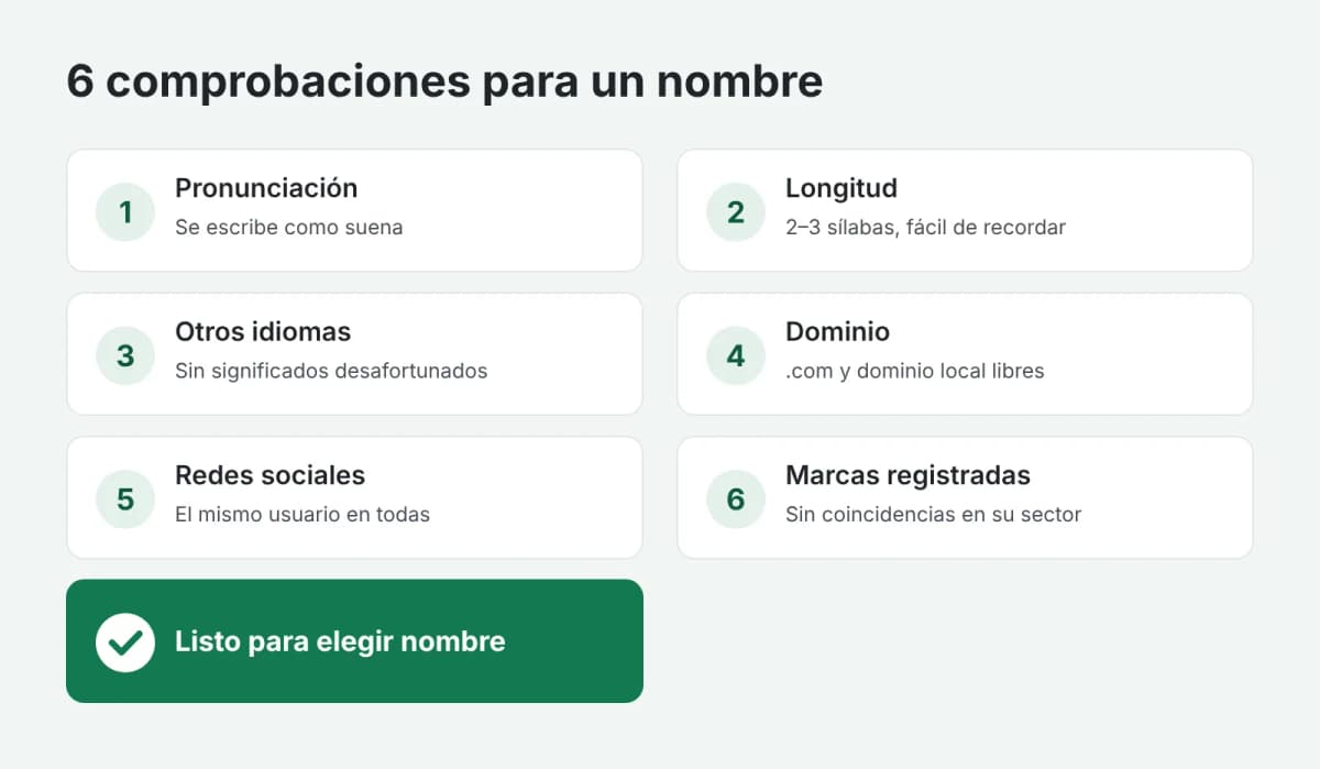 6 comprobaciones para el nombre de una empresa