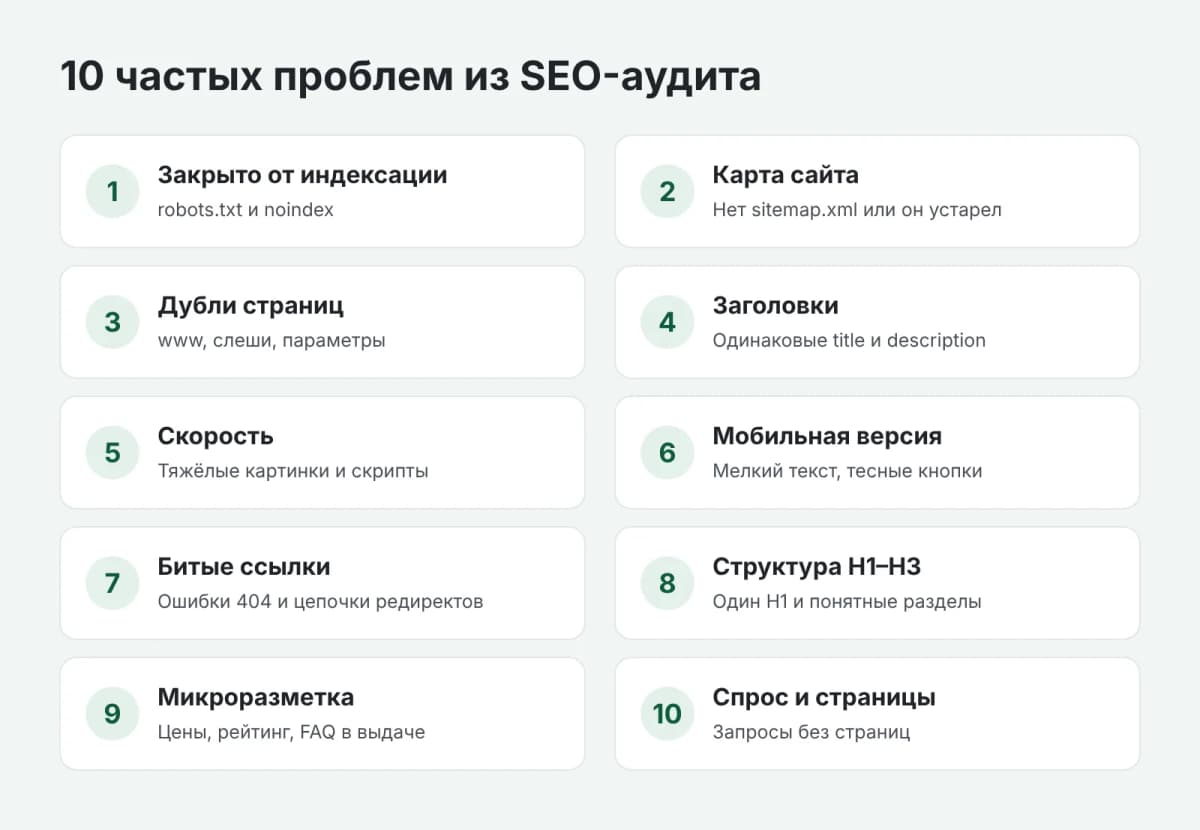 10 частых проблем, которые находит SEO-аудит